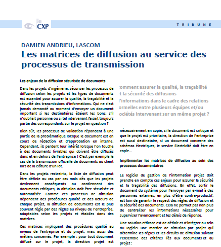 Tribune CXP Matrice de diffusion